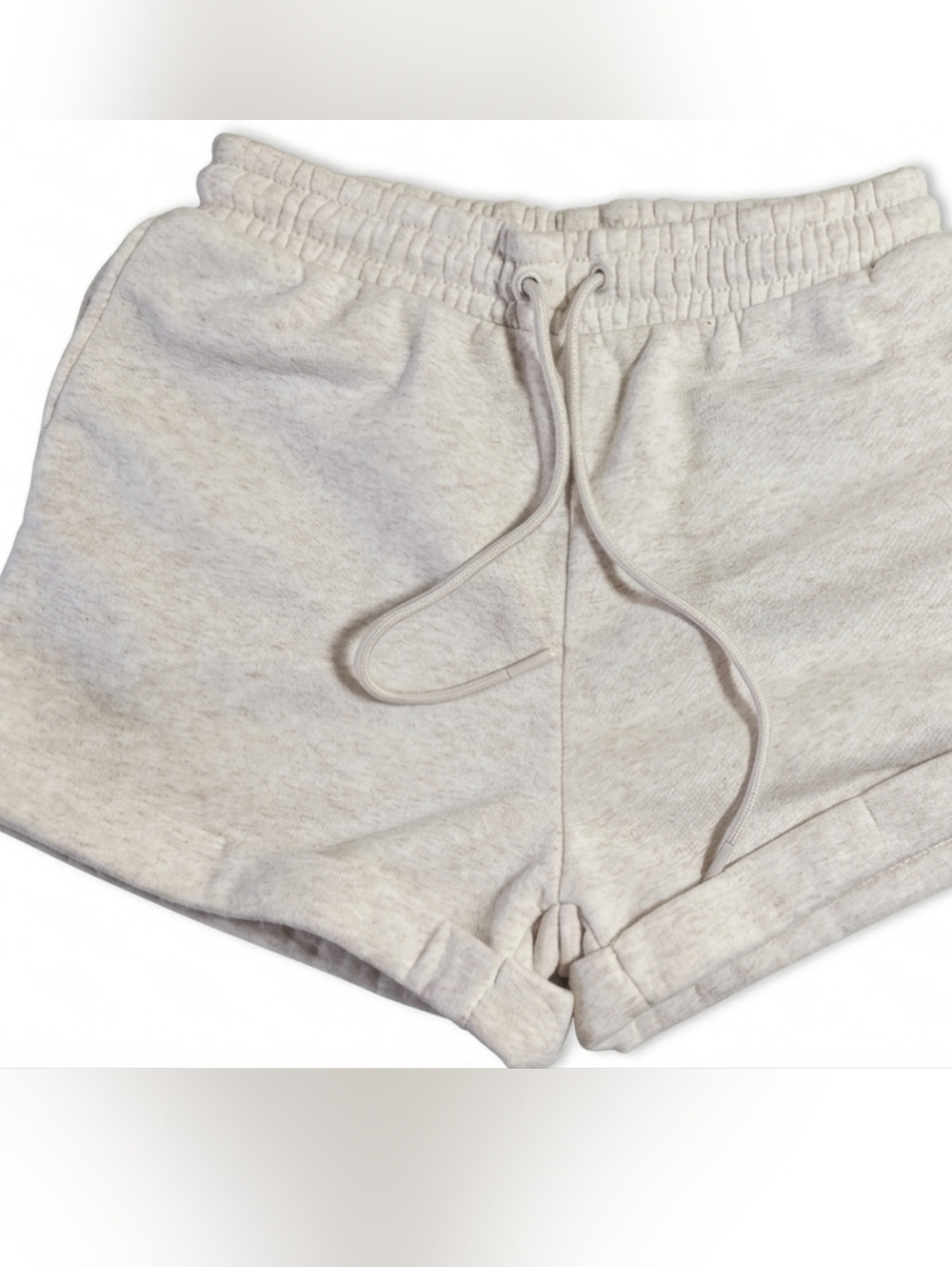 ALWAYS YOU. Oatmeal Heather High Waisted Fleece Lounge Shorts - Size M